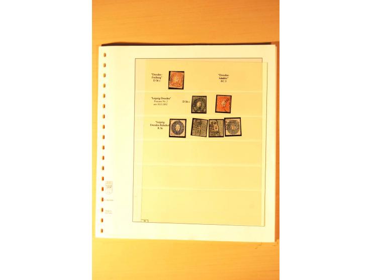 1851/63, kleine Stempelsammlung auf losen Marken bzw. Briefstücken, dabei Vollgitter- und Ortsstempel, Erhaltung von leicht f
