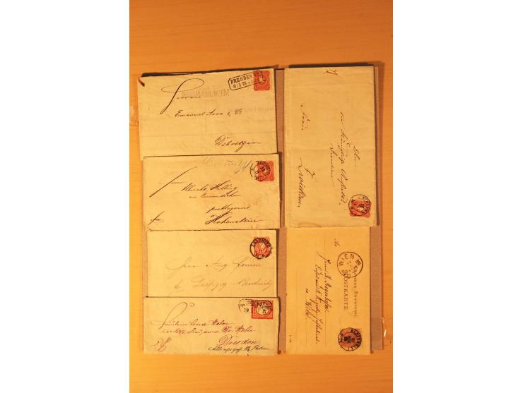 1872/75, rd. 90 Briefe mit DR-Frankaturen und nachverwendeten Sachsenstempeln; sehr saubere Erhaltung; Aufstellung vorhanden
