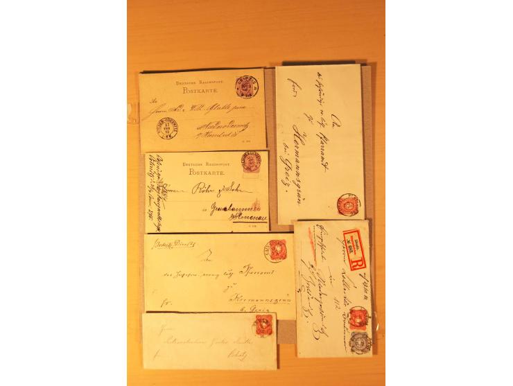 1872/75, rd. 90 Briefe mit DR-Frankaturen und nachverwendeten Sachsenstempeln; sehr saubere Erhaltung; Aufstellung vorhanden