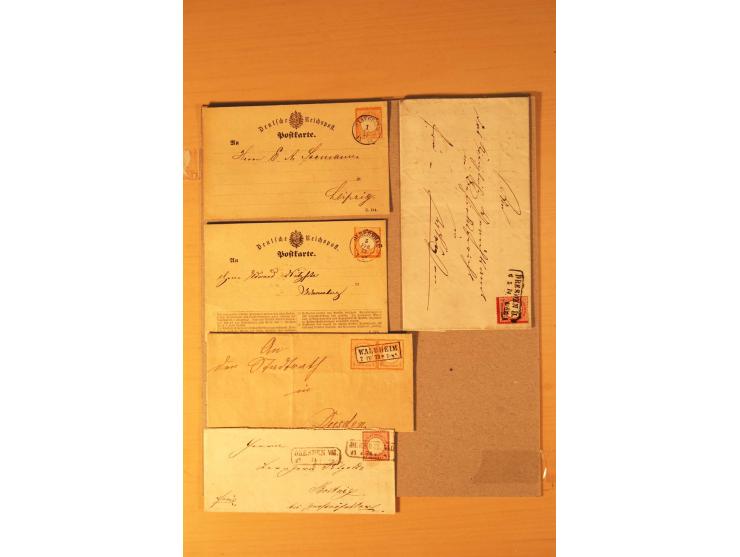 1872/75, rd. 90 Briefe mit DR-Frankaturen und nachverwendeten Sachsenstempeln; sehr saubere Erhaltung; Aufstellung vorhanden