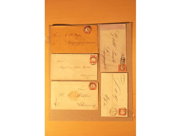 1872/75, rd. 90 Briefe mit DR-Frankaturen und nachverwendeten Sachsenstempeln; sehr saubere Erhaltung; Aufstellung vorhanden
