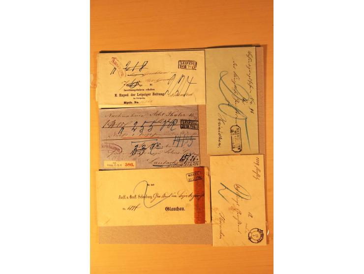 1872/75, rd. 90 Briefe mit DR-Frankaturen und nachverwendeten Sachsenstempeln; sehr saubere Erhaltung; Aufstellung vorhanden