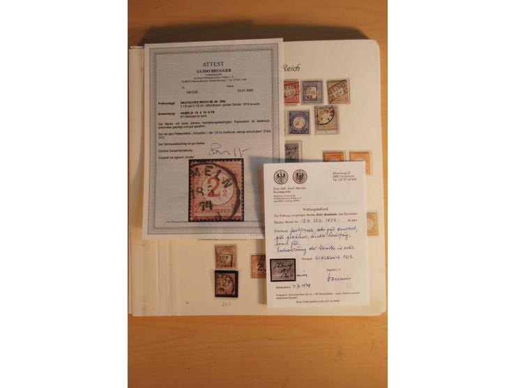  1872/1945, vorwiegend gestempelte Sammlung, beginnend mit einem schönen Brustschildteil mit Mi.-Nr. 1-11, 12-13, 27 (2) auße