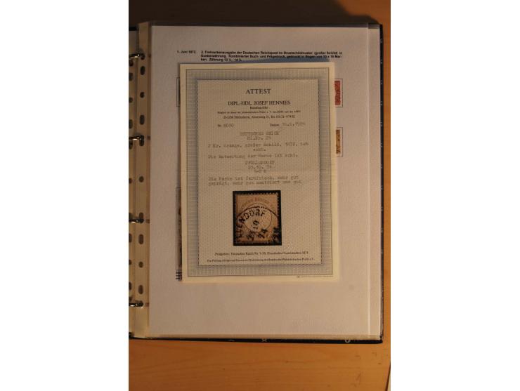 1872/1932, gestempelte Sammlung mit Mi.-Nr. 24 (Fotoattest Hennies BPP), 28 (Fotoattest Sommer BPP), Bl.1 etc., dabei auch et