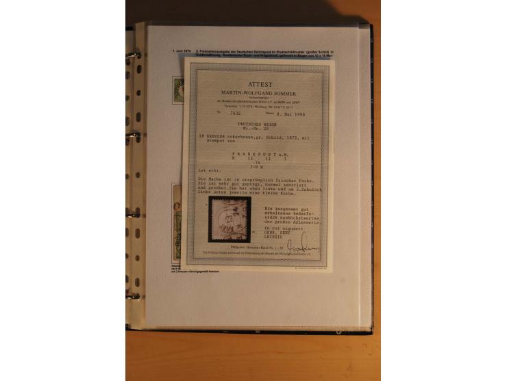 1872/1932, gestempelte Sammlung mit Mi.-Nr. 24 (Fotoattest Hennies BPP), 28 (Fotoattest Sommer BPP), Bl.1 etc., dabei auch et