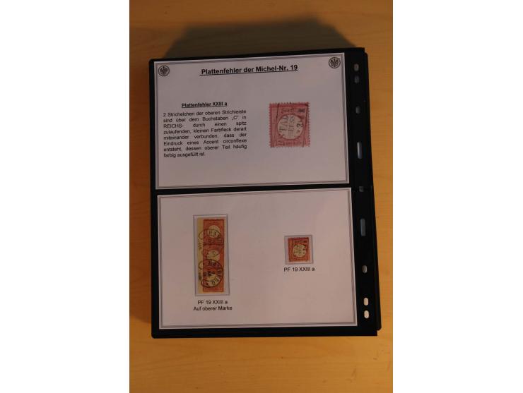 1872/74, große Plattenfehler-Sammlung Brustschilde, gestempelt, in 3 Bänden optisch sehr schön präsentiert mit ca. 300 Platte