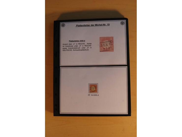 1872/74, große Plattenfehler-Sammlung Brustschilde, gestempelt, in 3 Bänden optisch sehr schön präsentiert mit ca. 300 Platte