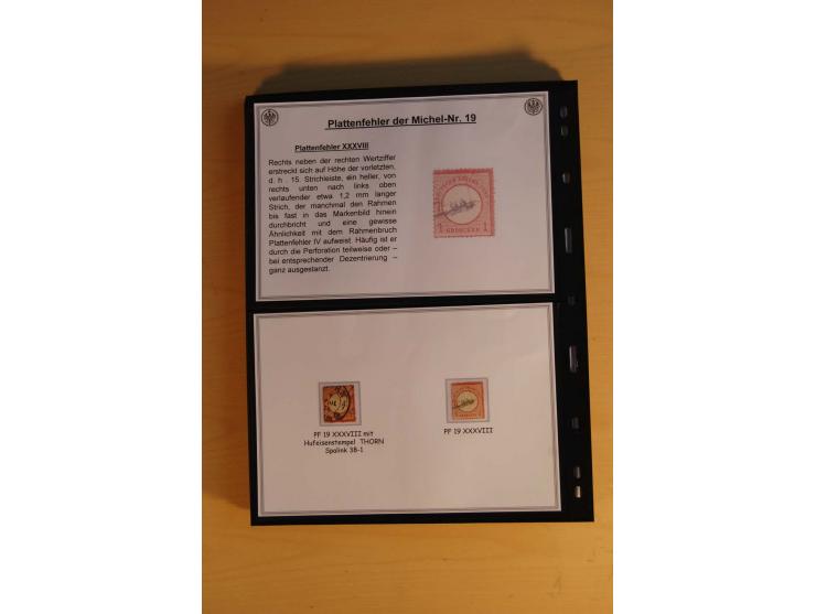 1872/74, große Plattenfehler-Sammlung Brustschilde, gestempelt, in 3 Bänden optisch sehr schön präsentiert mit ca. 300 Platte