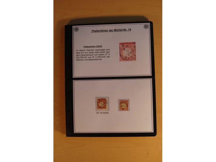 1872/74, große Plattenfehler-Sammlung Brustschilde, gestempelt, in 3 Bänden optisch sehr schön präsentiert mit ca. 300 Platte