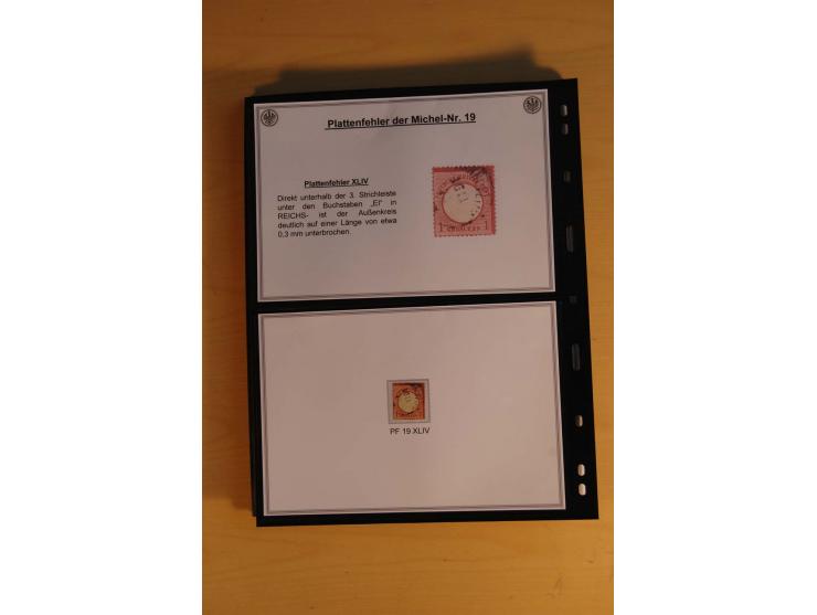 1872/74, große Plattenfehler-Sammlung Brustschilde, gestempelt, in 3 Bänden optisch sehr schön präsentiert mit ca. 300 Platte