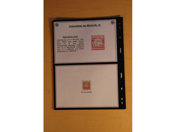 1872/74, große Plattenfehler-Sammlung Brustschilde, gestempelt, in 3 Bänden optisch sehr schön präsentiert mit ca. 300 Platte