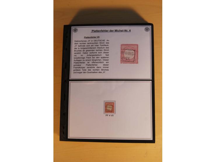 1872/74, große Plattenfehler-Sammlung Brustschilde, gestempelt, in 3 Bänden optisch sehr schön präsentiert mit ca. 300 Platte