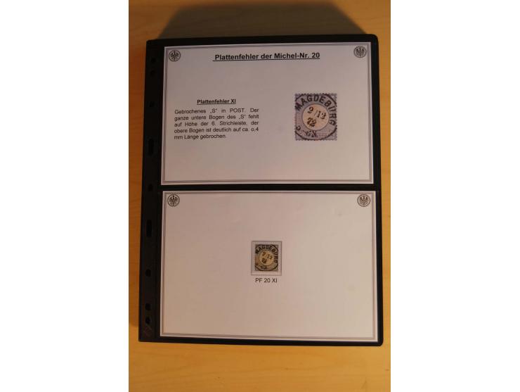 1872/74, große Plattenfehler-Sammlung Brustschilde, gestempelt, in 3 Bänden optisch sehr schön präsentiert mit ca. 300 Platte
