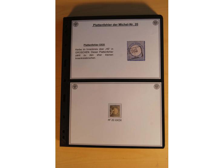 1872/74, große Plattenfehler-Sammlung Brustschilde, gestempelt, in 3 Bänden optisch sehr schön präsentiert mit ca. 300 Platte