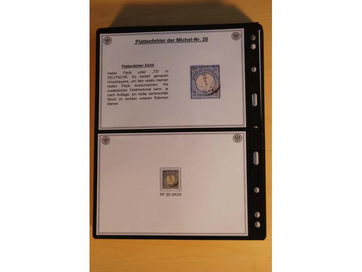 1872/74, große Plattenfehler-Sammlung Brustschilde, gestempelt, in 3 Bänden optisch sehr schön präsentiert mit ca. 300 Platte