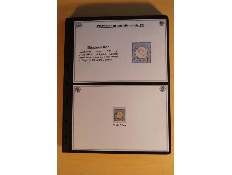 1872/74, große Plattenfehler-Sammlung Brustschilde, gestempelt, in 3 Bänden optisch sehr schön präsentiert mit ca. 300 Platte