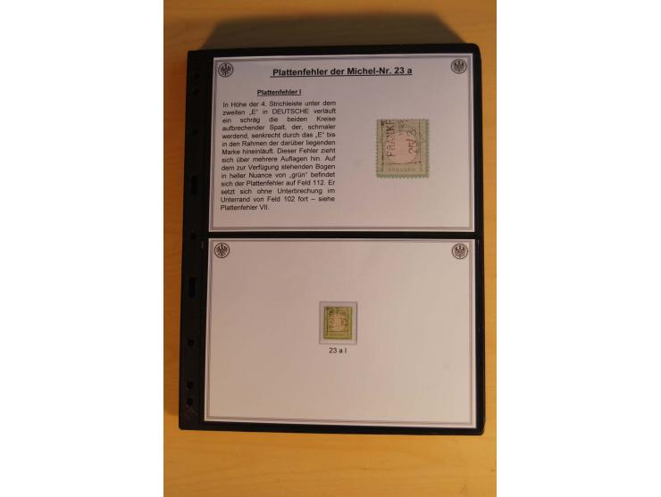 1872/74, große Plattenfehler-Sammlung Brustschilde, gestempelt, in 3 Bänden optisch sehr schön präsentiert mit ca. 300 Platte