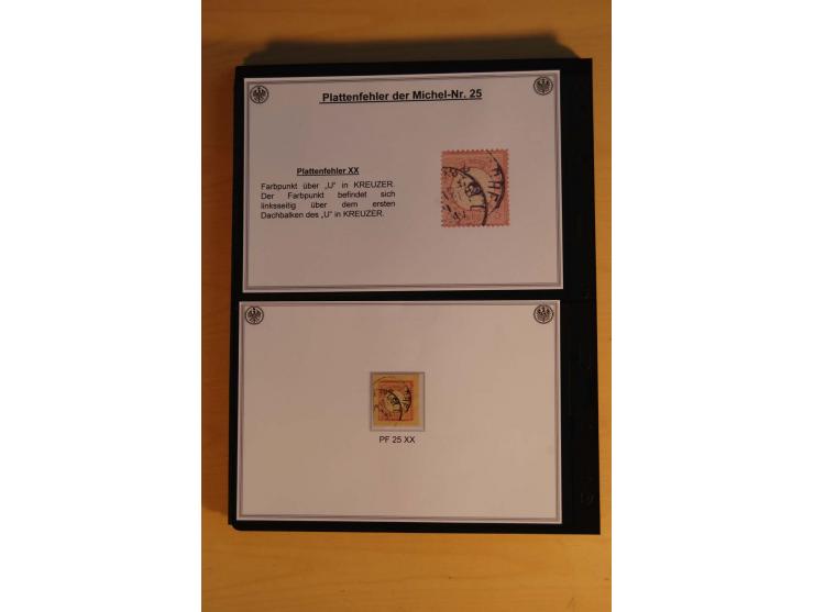 1872/74, große Plattenfehler-Sammlung Brustschilde, gestempelt, in 3 Bänden optisch sehr schön präsentiert mit ca. 300 Platte