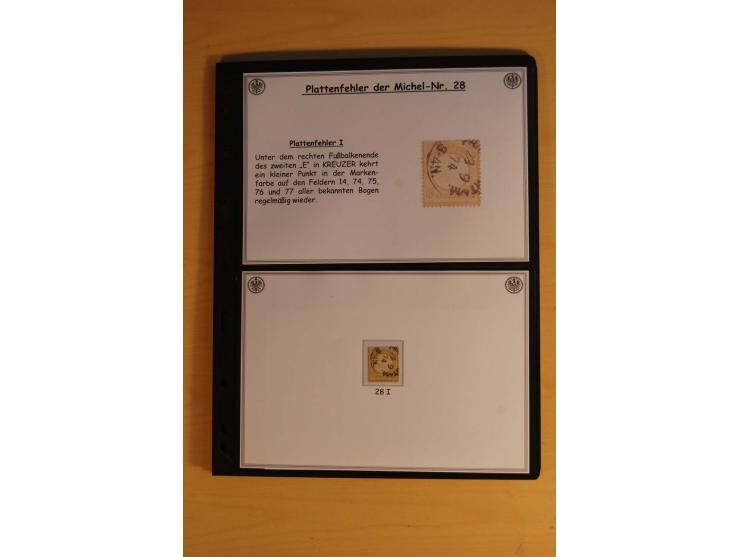 1872/74, große Plattenfehler-Sammlung Brustschilde, gestempelt, in 3 Bänden optisch sehr schön präsentiert mit ca. 300 Platte