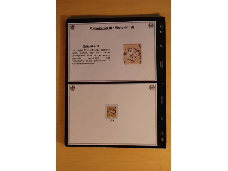 1872/74, große Plattenfehler-Sammlung Brustschilde, gestempelt, in 3 Bänden optisch sehr schön präsentiert mit ca. 300 Platte