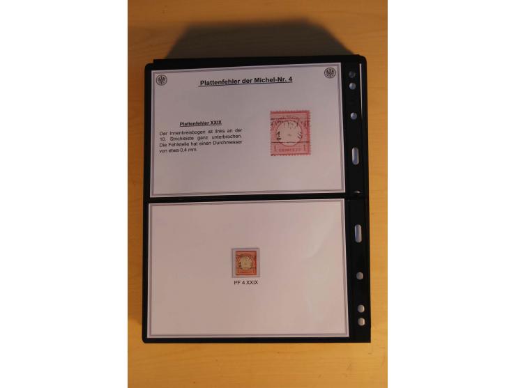 1872/74, große Plattenfehler-Sammlung Brustschilde, gestempelt, in 3 Bänden optisch sehr schön präsentiert mit ca. 300 Platte