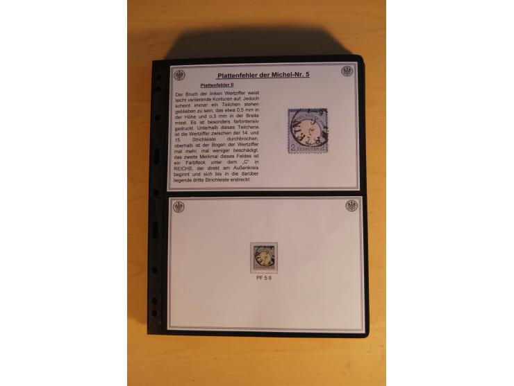 1872/74, große Plattenfehler-Sammlung Brustschilde, gestempelt, in 3 Bänden optisch sehr schön präsentiert mit ca. 300 Platte