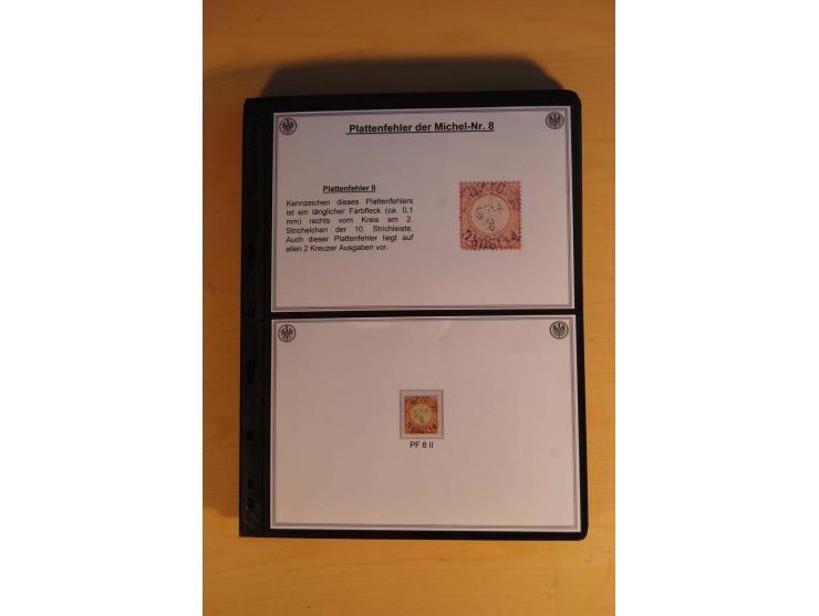 1872/74, große Plattenfehler-Sammlung Brustschilde, gestempelt, in 3 Bänden optisch sehr schön präsentiert mit ca. 300 Platte