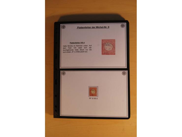 1872/74, große Plattenfehler-Sammlung Brustschilde, gestempelt, in 3 Bänden optisch sehr schön präsentiert mit ca. 300 Platte