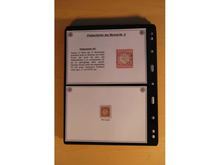 1872/74, große Plattenfehler-Sammlung Brustschilde, gestempelt, in 3 Bänden optisch sehr schön präsentiert mit ca. 300 Platte