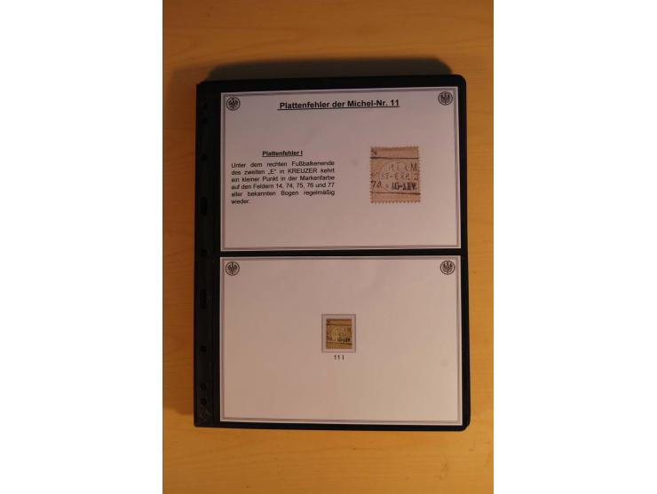1872/74, große Plattenfehler-Sammlung Brustschilde, gestempelt, in 3 Bänden optisch sehr schön präsentiert mit ca. 300 Platte