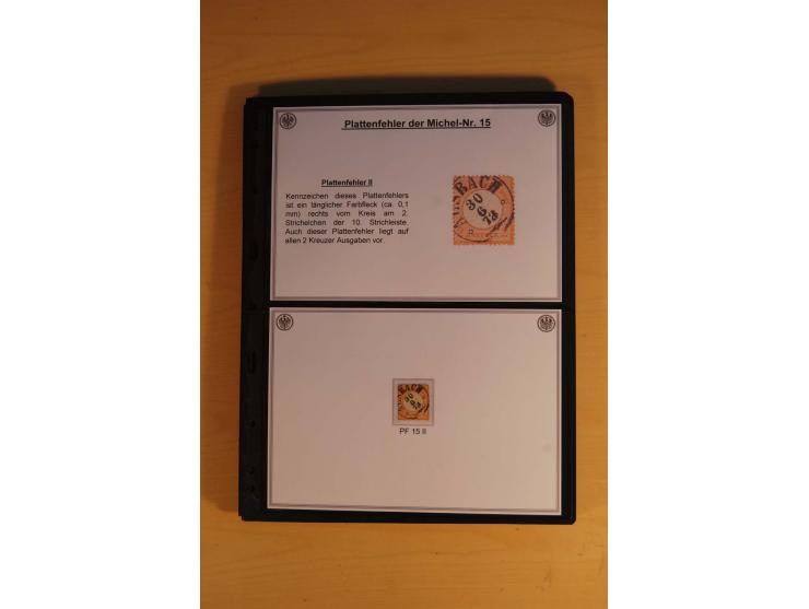 1872/74, große Plattenfehler-Sammlung Brustschilde, gestempelt, in 3 Bänden optisch sehr schön präsentiert mit ca. 300 Platte