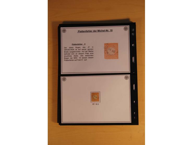 1872/74, große Plattenfehler-Sammlung Brustschilde, gestempelt, in 3 Bänden optisch sehr schön präsentiert mit ca. 300 Platte