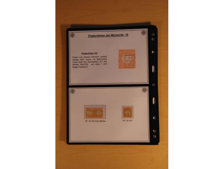 1872/74, große Plattenfehler-Sammlung Brustschilde, gestempelt, in 3 Bänden optisch sehr schön präsentiert mit ca. 300 Platte