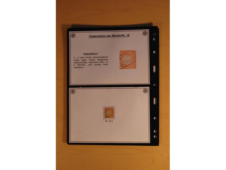 1872/74, große Plattenfehler-Sammlung Brustschilde, gestempelt, in 3 Bänden optisch sehr schön präsentiert mit ca. 300 Platte