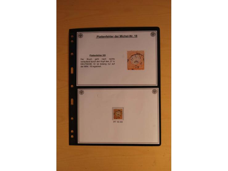 1872/74, große Plattenfehler-Sammlung Brustschilde, gestempelt, in 3 Bänden optisch sehr schön präsentiert mit ca. 300 Platte