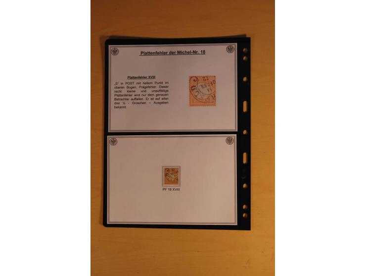 1872/74, große Plattenfehler-Sammlung Brustschilde, gestempelt, in 3 Bänden optisch sehr schön präsentiert mit ca. 300 Platte
