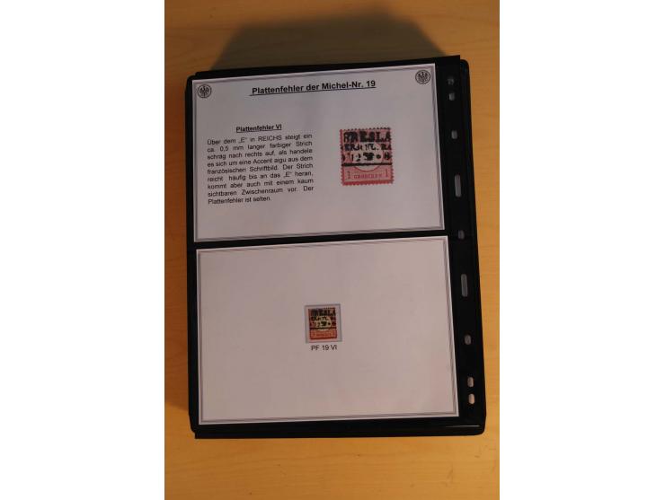 1872/74, große Plattenfehler-Sammlung Brustschilde, gestempelt, in 3 Bänden optisch sehr schön präsentiert mit ca. 300 Platte