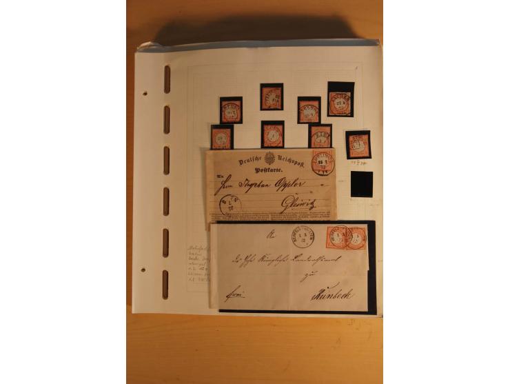 1872/75, umfangreiche, meist gestempelte und ungebrauchte Sammlung inkl. vielen Briefstücken und Belegen, alle Werte sind meh