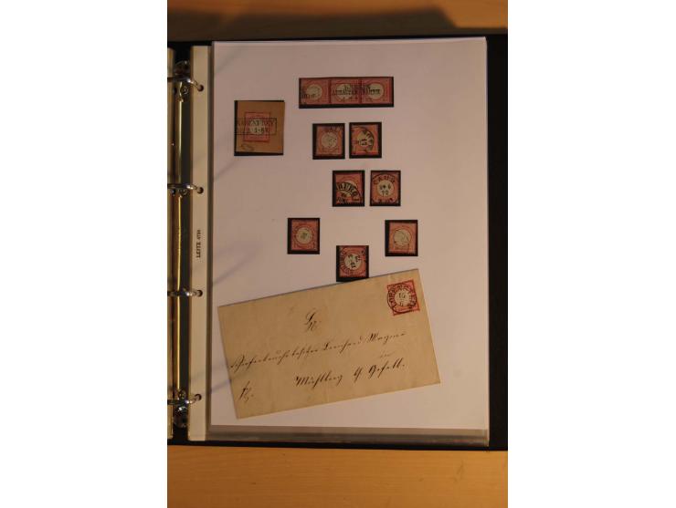 1872/74, Brustschilde, ungebrauchte und gestempelte Sammlung mit Briefen und Karten, dabei Einheiten, nachverwendete Stempel,