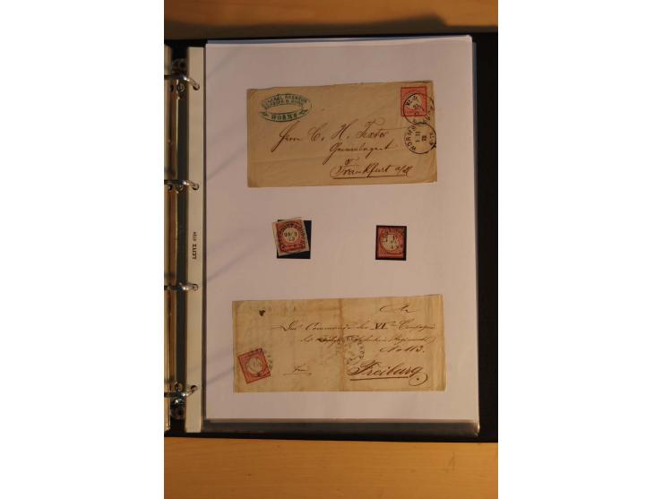 1872/74, Brustschilde, ungebrauchte und gestempelte Sammlung mit Briefen und Karten, dabei Einheiten, nachverwendete Stempel,