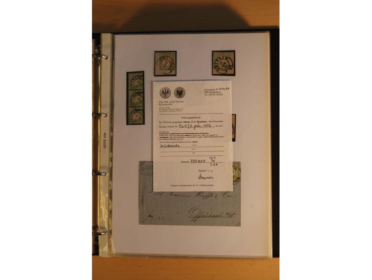 1872/74, Brustschilde, ungebrauchte und gestempelte Sammlung mit Briefen und Karten, dabei Einheiten, nachverwendete Stempel,