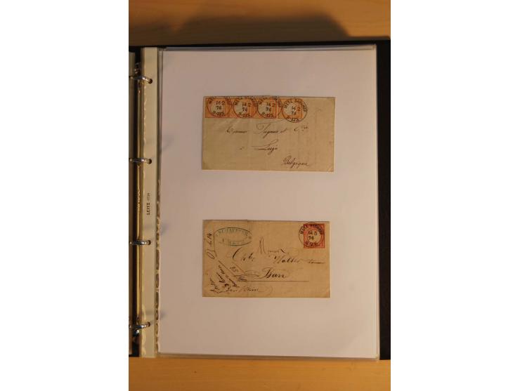 1872/74, Brustschilde, ungebrauchte und gestempelte Sammlung mit Briefen und Karten, dabei Einheiten, nachverwendete Stempel,