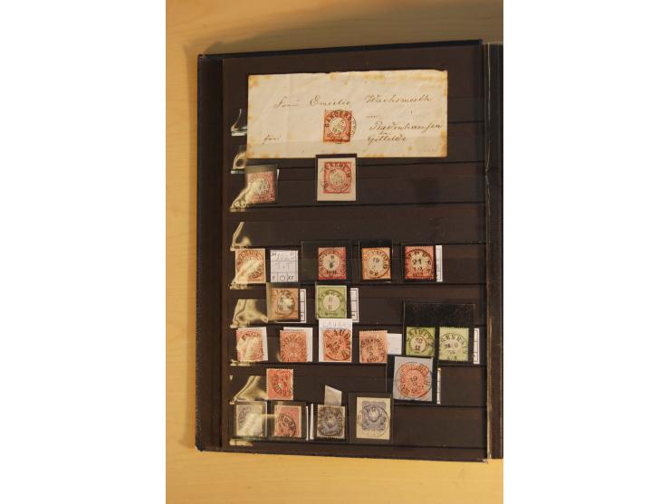 1872/74, Brustschilde, ungebrauchte und gestempelte Sammlung mit Briefen und Karten, dabei Einheiten, nachverwendete Stempel,