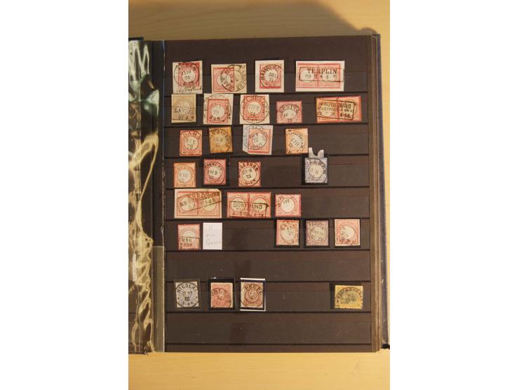1872/74, Brustschilde, ungebrauchte und gestempelte Sammlung mit Briefen und Karten, dabei Einheiten, nachverwendete Stempel,