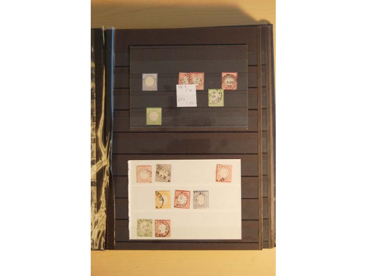 1872/74, Brustschilde, ungebrauchte und gestempelte Sammlung mit Briefen und Karten, dabei Einheiten, nachverwendete Stempel,