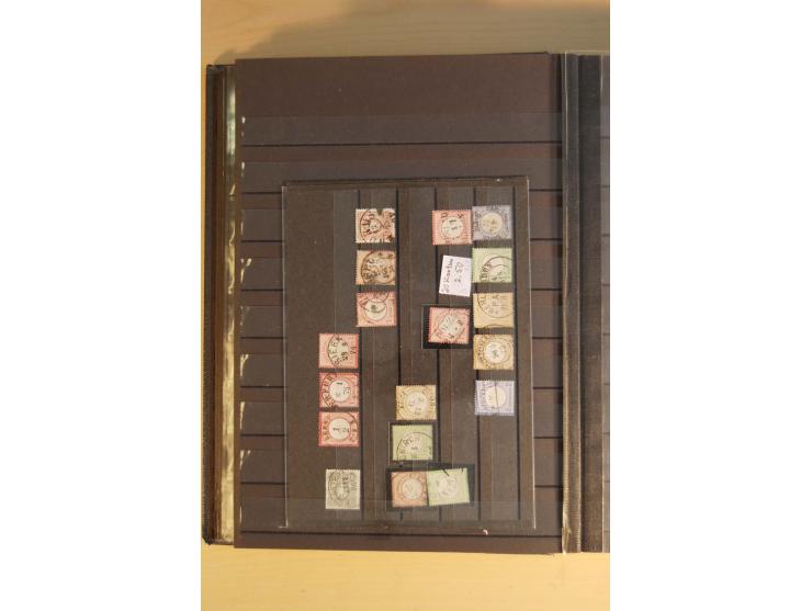 1872/74, Brustschilde, ungebrauchte und gestempelte Sammlung mit Briefen und Karten, dabei Einheiten, nachverwendete Stempel,