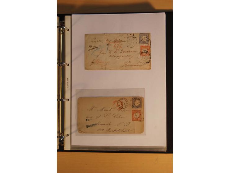 1872/74, Brustschilde, ungebrauchte und gestempelte Sammlung mit Briefen und Karten, dabei Einheiten, nachverwendete Stempel,