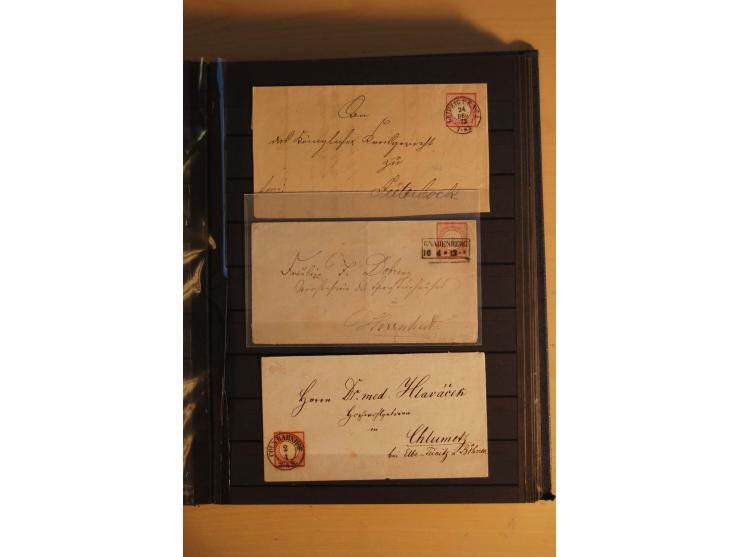 1872/74, Brustschilde, ungebrauchte und gestempelte Sammlung mit Briefen und Karten, dabei Einheiten, nachverwendete Stempel,