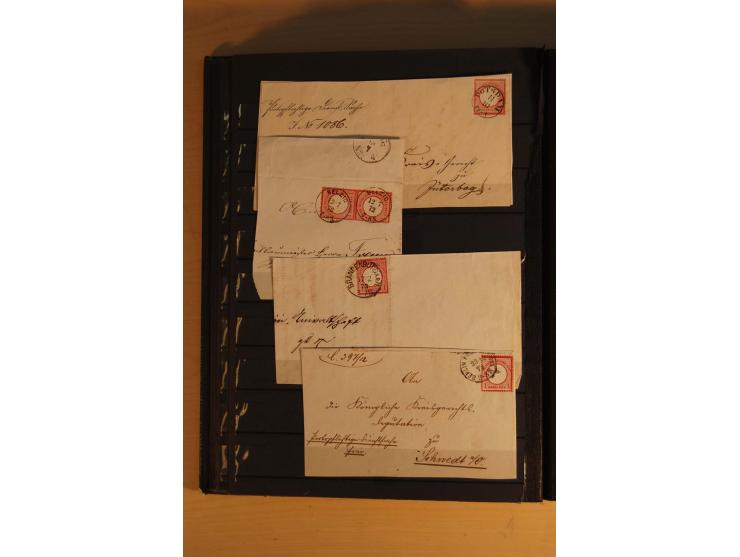 1872/74, Brustschilde, ungebrauchte und gestempelte Sammlung mit Briefen und Karten, dabei Einheiten, nachverwendete Stempel,