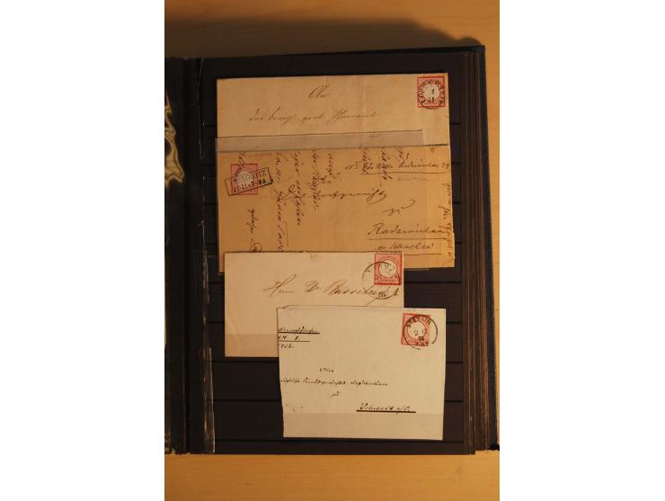 1872/74, Brustschilde, ungebrauchte und gestempelte Sammlung mit Briefen und Karten, dabei Einheiten, nachverwendete Stempel,